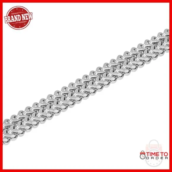 Stainless Steel Double Franco Link Bracelet with Fold Over Clasp